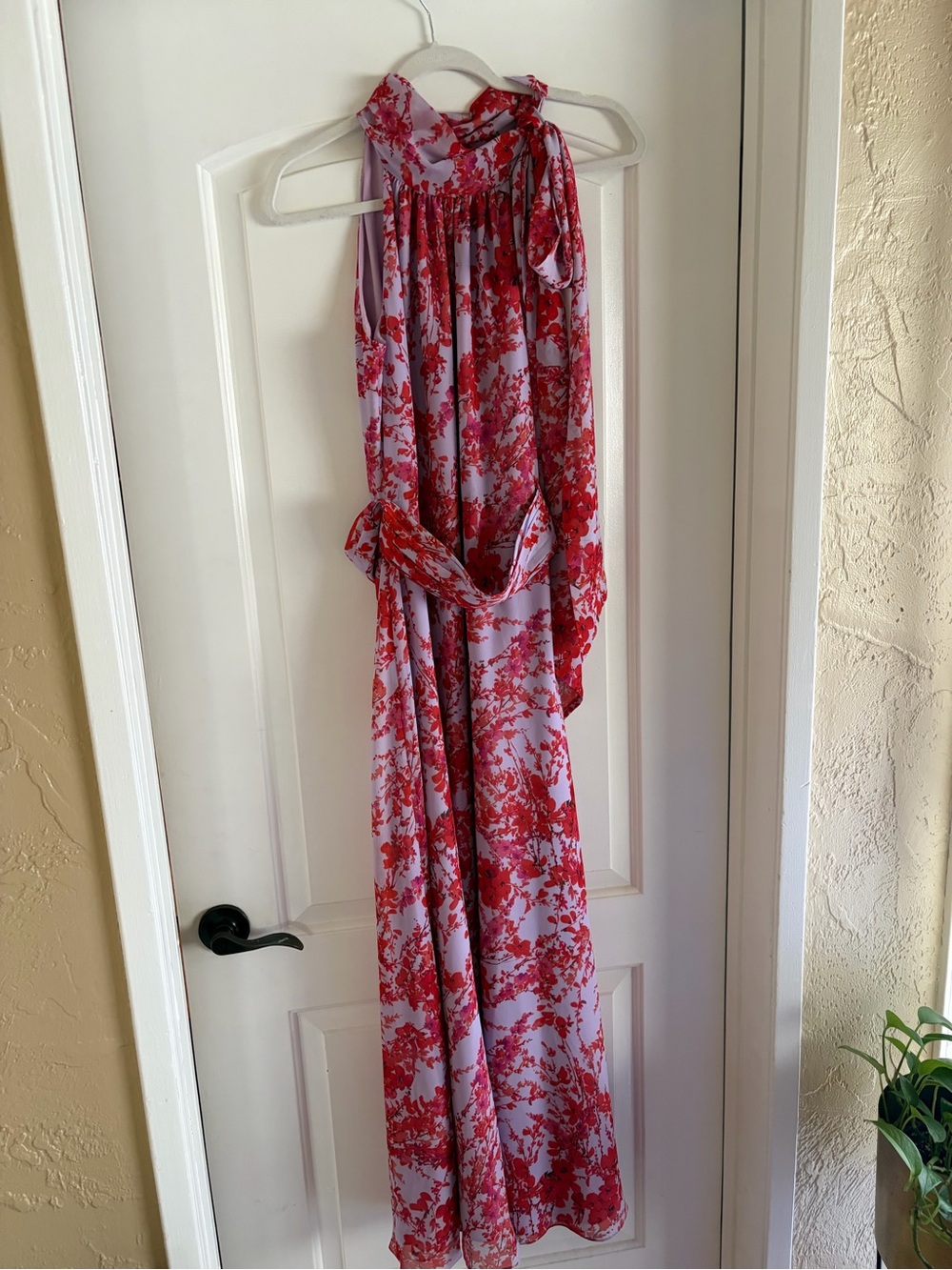Sachin + Babi Lavender Maxi Dress with Red Floral Print